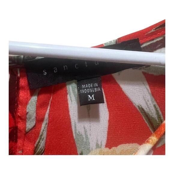 Sanctuary Medium Floral Blouse Red Sleeveless Button Up Boho Career Top - Picture 3 of 3